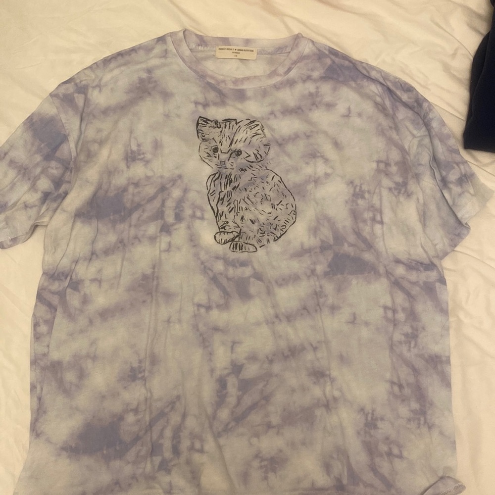 Project Social T-Urban Outfitters kitten purple tie dye oversized tshirt
